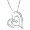 Thumbnail Image 1 of 0.087 CT. T.W. Diamond Swirl Double Heart Pendant in Sterling Silver