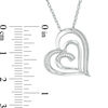 0.087 CT. T.W. Diamond Swirl Double Heart Pendant in Sterling Silver