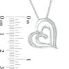 Thumbnail Image 2 of 0.087 CT. T.W. Diamond Swirl Double Heart Pendant in Sterling Silver