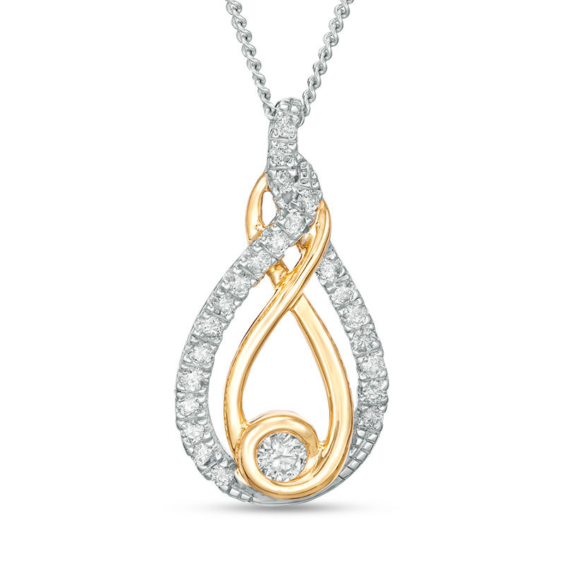 Main Image 1 of Interwoven™ 0.32 CT. T.W. Diamond Pendant in 10K Two-Tone Gold - 19"