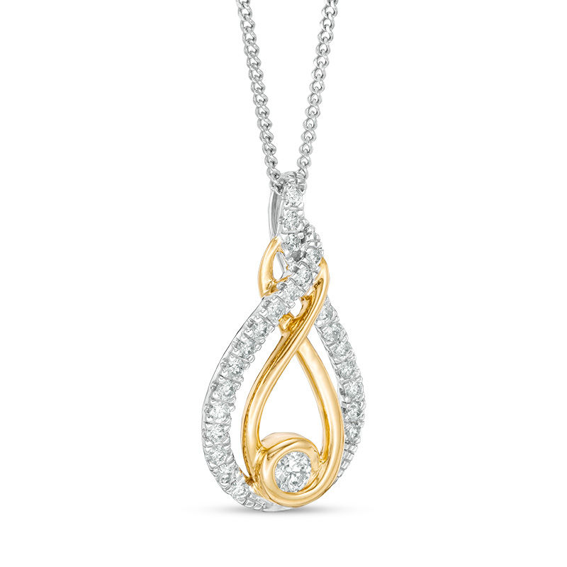 Main Image 2 of Interwoven™ 0.32 CT. T.W. Diamond Pendant in 10K Two-Tone Gold - 19"