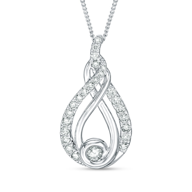Main Image 1 of Interwoven™ 0.50 CT. T.W. Diamond Pendant in 10K White Gold - 19"