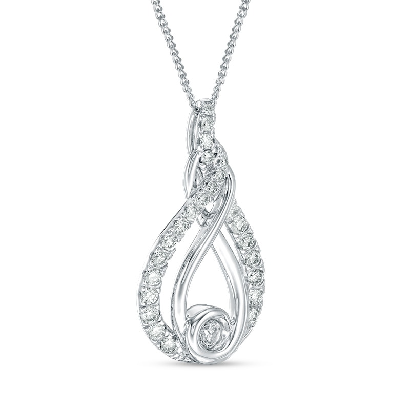 Main Image 3 of Interwoven™ 0.50 CT. T.W. Diamond Pendant in 10K White Gold - 19"