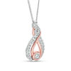 Thumbnail Image 1 of Interwoven™ 0.16 CT. T.W. Diamond Pendant in Sterling Silver and 10K Rose Gold - 19"