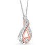 Interwoven™ 0.16 CT. T.W. Diamond Pendant in Sterling Silver and 10K Rose Gold - 19"