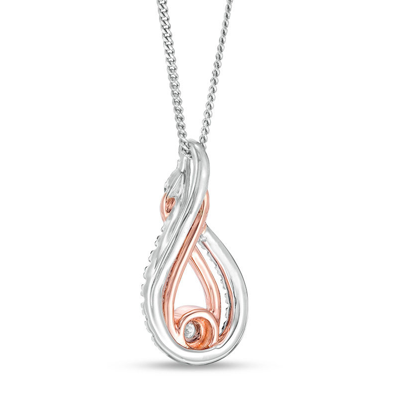 Interwoven™ 0.16 CT. T.W. Diamond Pendant in Sterling Silver and 10K Rose Gold - 19"