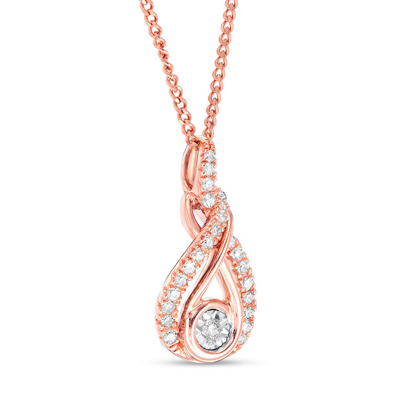 Interwoven™ 0.09 CT. T.W. Diamond Pendant in 10K Rose Gold - 19 ...