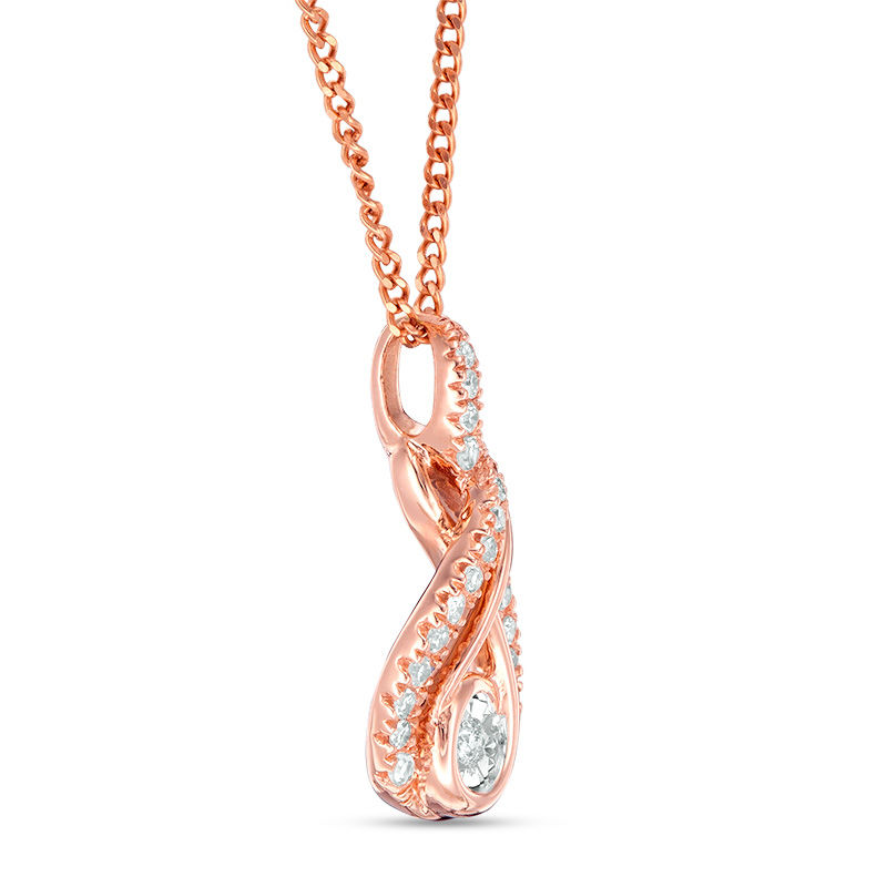 Main Image 3 of Interwoven™ 0.09 CT. T.W. Diamond Pendant in 10K Rose Gold - 19"