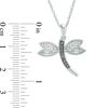 Thumbnail Image 1 of 0.085 CT. T.W. Enhanced Black and White Diamond Dragonfly Pendant in Sterling Silver