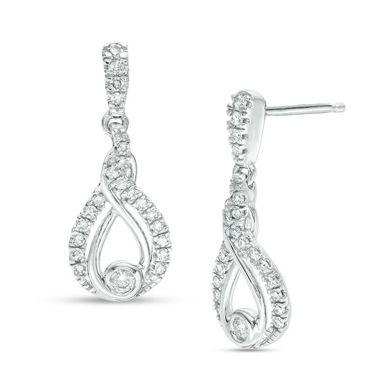 Interwoven™ 0.25 CT. T.W. Diamond Drop Earrings in 10K White Gold