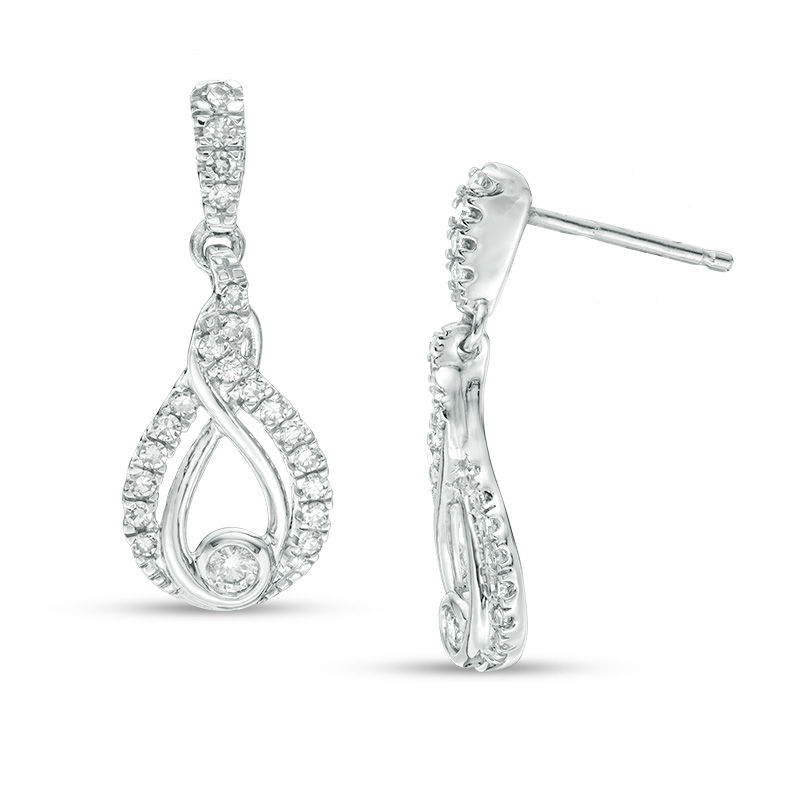 Interwoven™ 0.25 CT. T.W. Diamond Drop Earrings in 10K White Gold