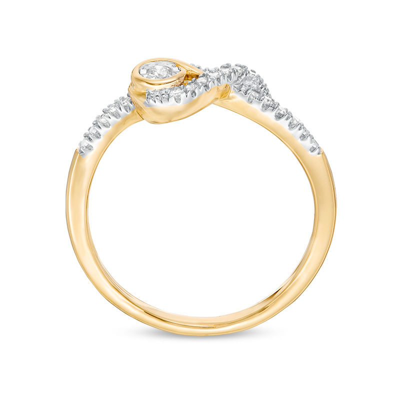 Main Image 2 of Interwoven™ 0.10 CT. T.W. Diamond Ring in 10K Gold