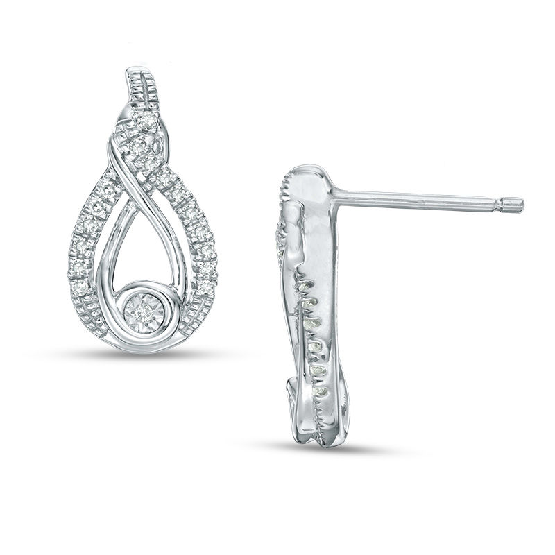 Interwoven™ 0.12 CT. T.W. Diamond Drop Earrings in Sterling Silver
