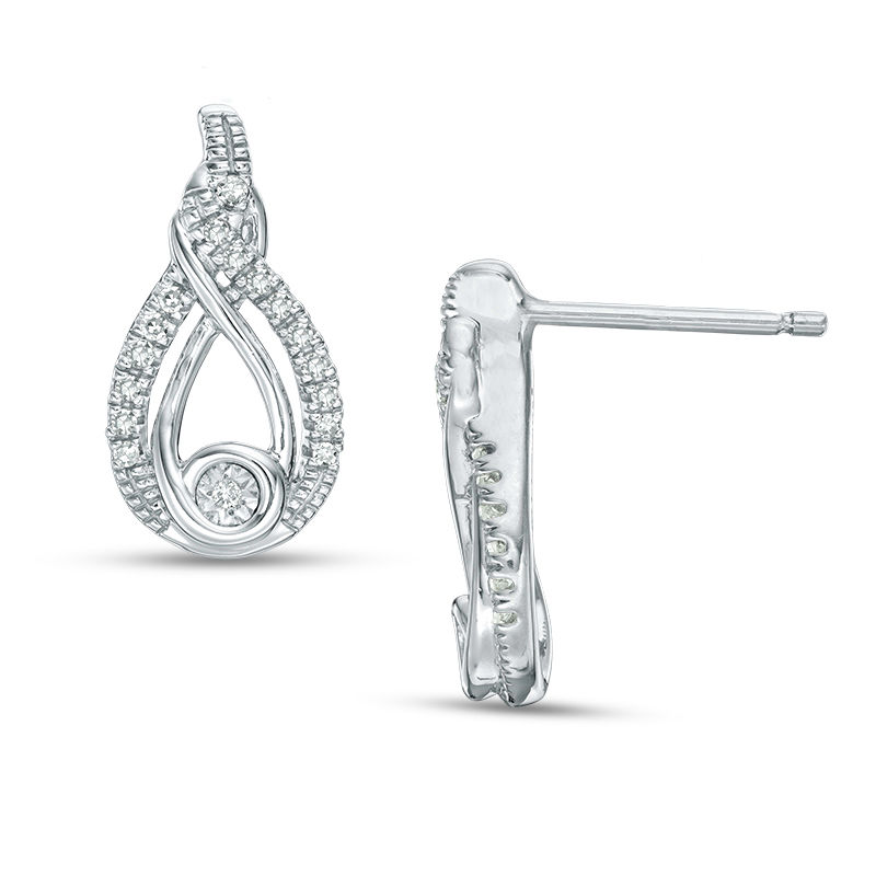 Main Image 2 of Interwoven™ 0.12 CT. T.W. Diamond Drop Earrings in Sterling Silver