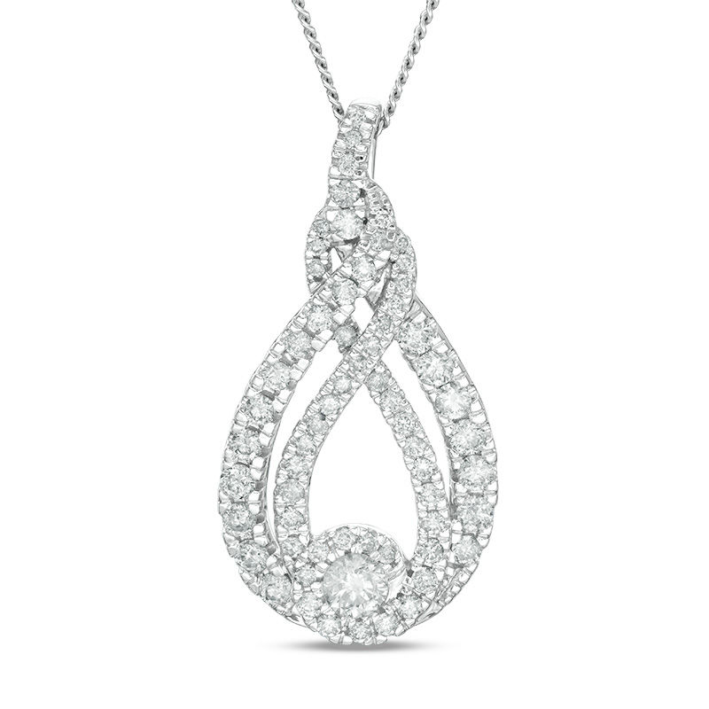 Interwoven™ 0.95 CT. T.W. Diamond Pendant in 10K White Gold - 19"