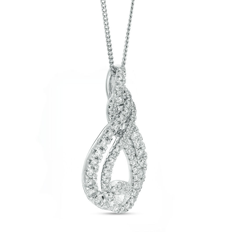 Main Image 2 of Interwoven™ 0.95 CT. T.W. Diamond Pendant in 10K White Gold - 19&quot;