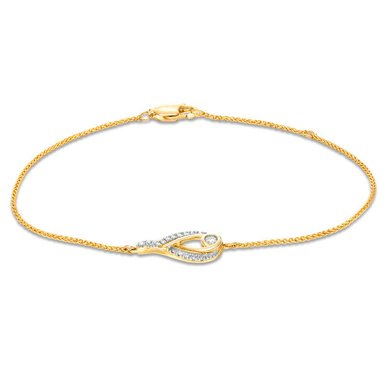 Interwoven™ 0.145 CT. T.W. Diamond Bracelet in 10K Gold - 7.75"