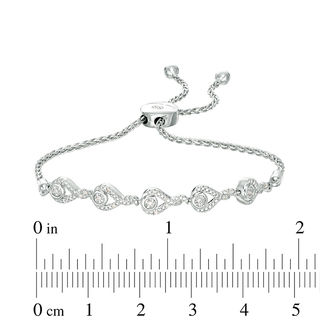 Interwoven™ 0.04 CT. T.W. Diamond Bolo Bracelet in Sterling Silver - 9.5"