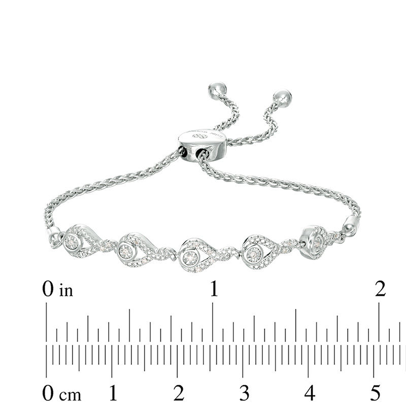Main Image 3 of Interwoven™ 0.04 CT. T.W. Diamond Bolo Bracelet in Sterling Silver - 9.5"