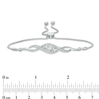 0.066 CT. T.W. Diamond Three Stone Twist Bolo Bracelet in Sterling Silver - 9.5"