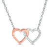 Thumbnail Image 0 of Diamond Accent Interlocking Hearts Necklace in Sterling Silver and 10K Rose Gold - 17.5"