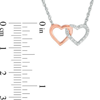 Diamond Accent Interlocking Hearts Necklace in Sterling Silver and 10K Rose Gold - 17.5"