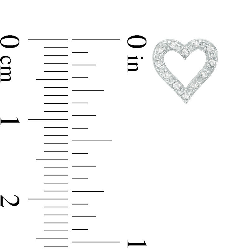 Main Image 2 of 0.04 CT. T.W. Diamond Heart and Heartbeat Mismatch Stud Earrings in Sterling Silver