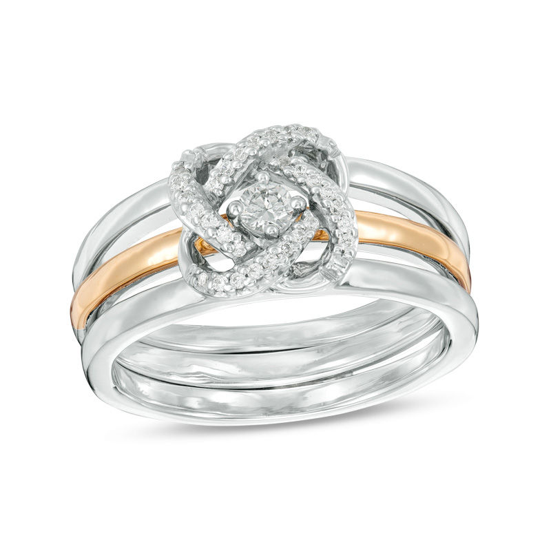 Convertibilities 0.16 CT. T.W. Diamond Orbit Three-in-One Ring in Sterling Silver and 10K Gold