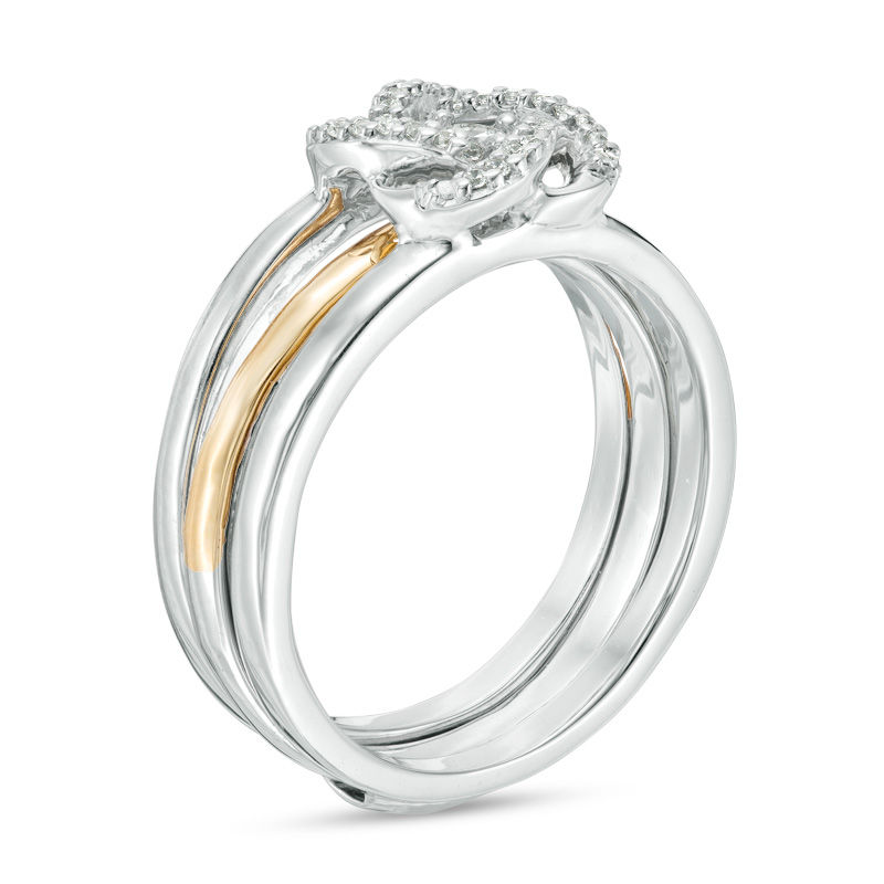 Convertibilities 0.16 CT. T.W. Diamond Orbit Three-in-One Ring in Sterling Silver and 10K Gold