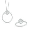 Thumbnail Image 1 of Convertibilities 0.16 CT. T.W. Diamond Clover Two-in-One Pendant and Ring Set in 10K Gold