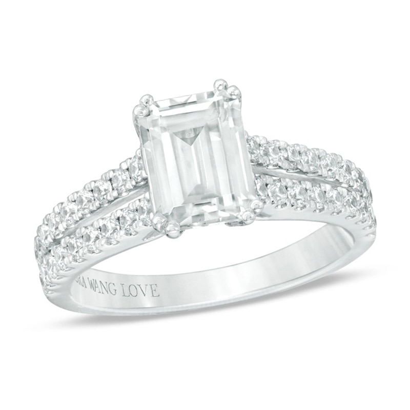 Vera Wang Love Collection 1.95 CT. T.W. Certified Emerald-Cut Diamond Engagement Ring in 14K White Gold (I/SI2)|Peoples Jewellers