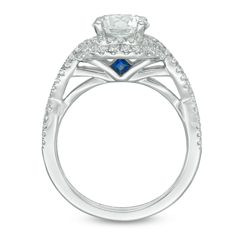 Vera Wang Love Collection 1.95 CT. T.W. Certified Diamond Frame Twist Engagement Ring 14K White Gold (I/SI2)