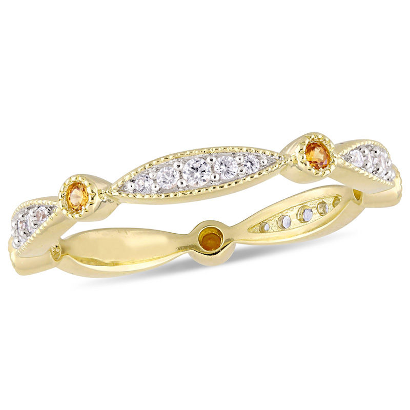 Lab-Created Yellow and White Sapphire Vintage-Style Band in Sterling Silver with Yellow Rhodium|Peoples Jewellers