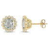 Thumbnail Image 1 of 7.0mm Green Quartz and White Sapphire Frame Stud Earrings in 10K Gold