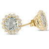 Thumbnail Image 2 of 7.0mm Green Quartz and White Sapphire Frame Stud Earrings in 10K Gold