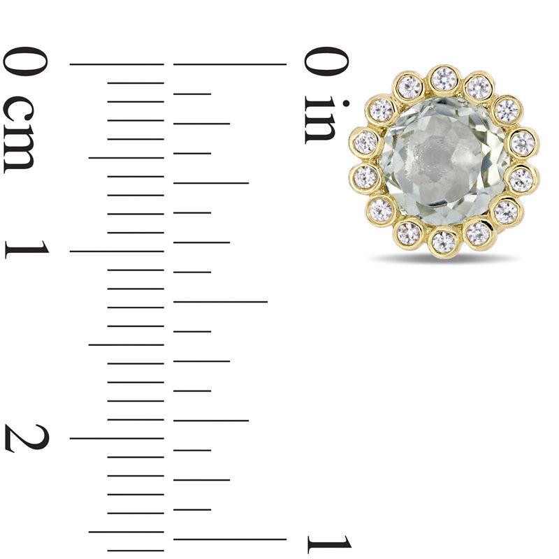 Main Image 3 of 7.0mm Green Quartz and White Sapphire Frame Stud Earrings in 10K Gold