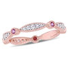 Thumbnail Image 0 of Lab-Created Pink and White Sapphire Vintage-Style Band in Sterling Silver with Rose Rhodium