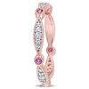 Thumbnail Image 1 of Lab-Created Pink and White Sapphire Vintage-Style Band in Sterling Silver with Rose Rhodium
