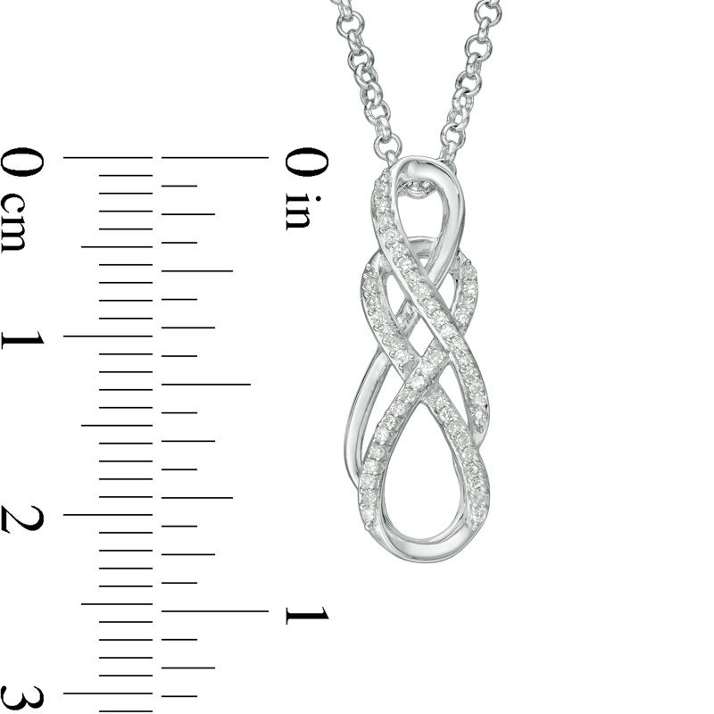 0.19 CT. T.W. Diamond Double Infinity Pendant and Drop Earrings Set in Sterling Silver - 17"
