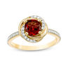 Thumbnail Image 1 of 6.0mm Garnet and 0.15 CT. T.W. Diamond Orbit Frame Ring in 10K Gold
