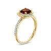 Thumbnail Image 2 of 6.0mm Garnet and 0.15 CT. T.W. Diamond Orbit Frame Ring in 10K Gold