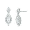 Thumbnail Image 1 of Marquise Lab-Created White Sapphire Frame Drop Earrings in Sterling Silver
