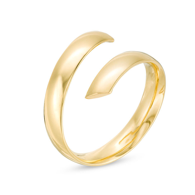 Italian Gold Bypass Ribbon Ring in 14K Gold - Size 7