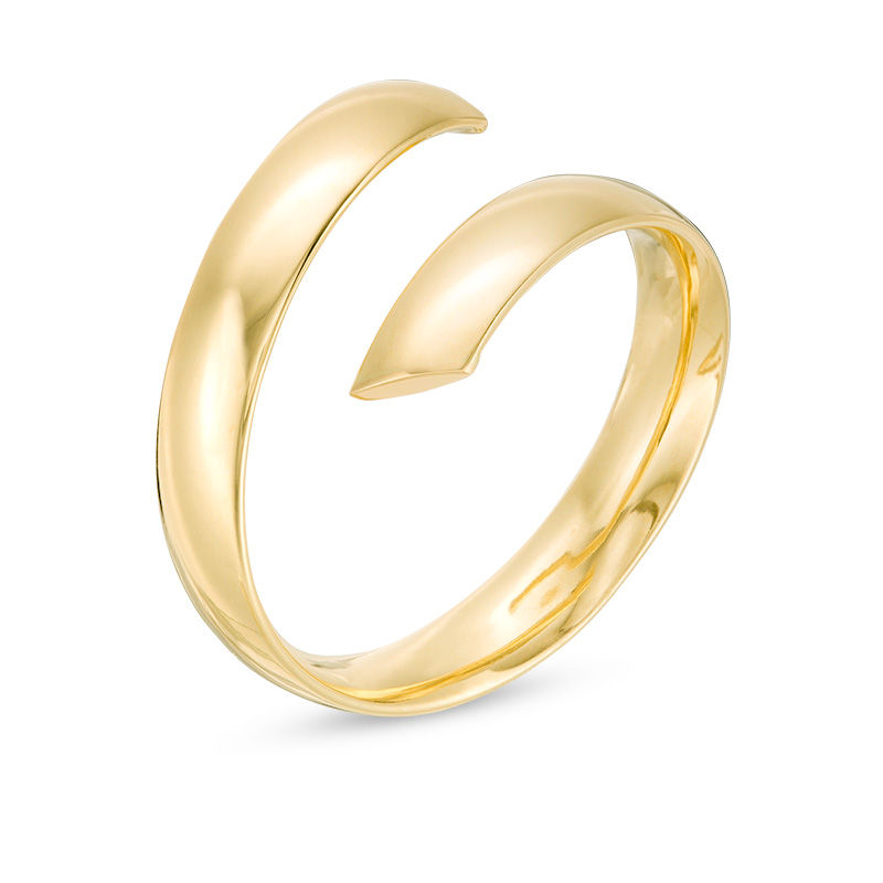 Italian Gold Bypass Ribbon Ring in 14K Gold - Size 7