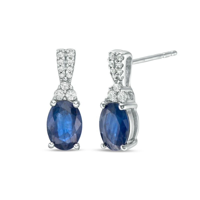 BlueWhite LabCreated Sapphire Earrings Sterling Silver  Kay