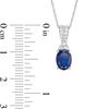 Oval Lab-Created Blue and White Sapphire Drop Pendant in Sterling Silver