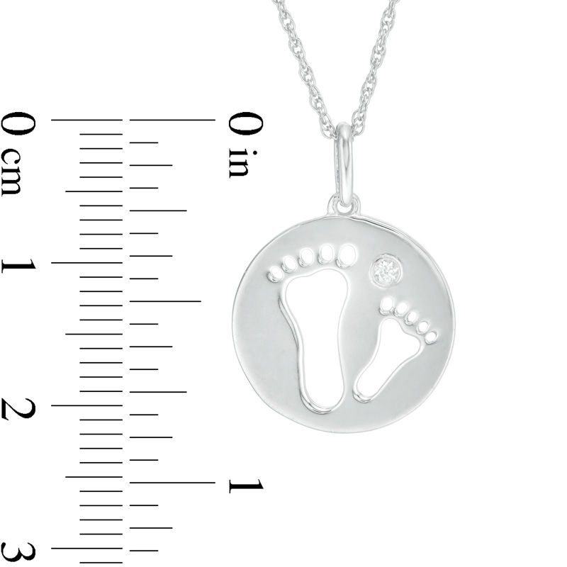Lab-Created White Sapphire Footprints Disc Pendant in 10K White Gold