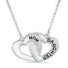 "MOM" and "DAUGHTER" Interlocking Hearts Necklace in 10K White Gold - 17.5"