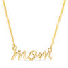 Thumbnail Image 1 of Cursive "mom" Necklace in 10K Gold - 17.25"