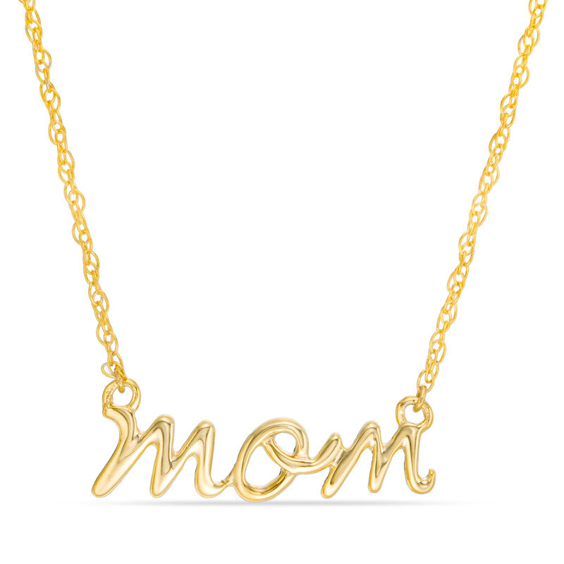 Cursive "mom" Necklace in 10K Gold - 17.25"